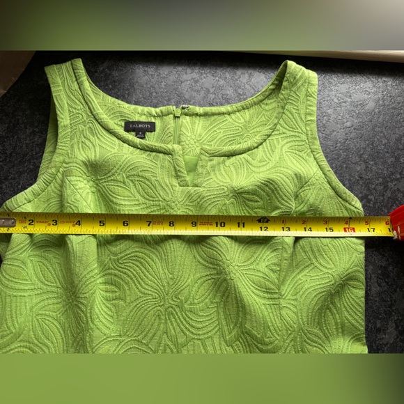Talbots Chartreuse Embossed Sheath Dress, 4, MSRP $149 - Picture 8 of 11